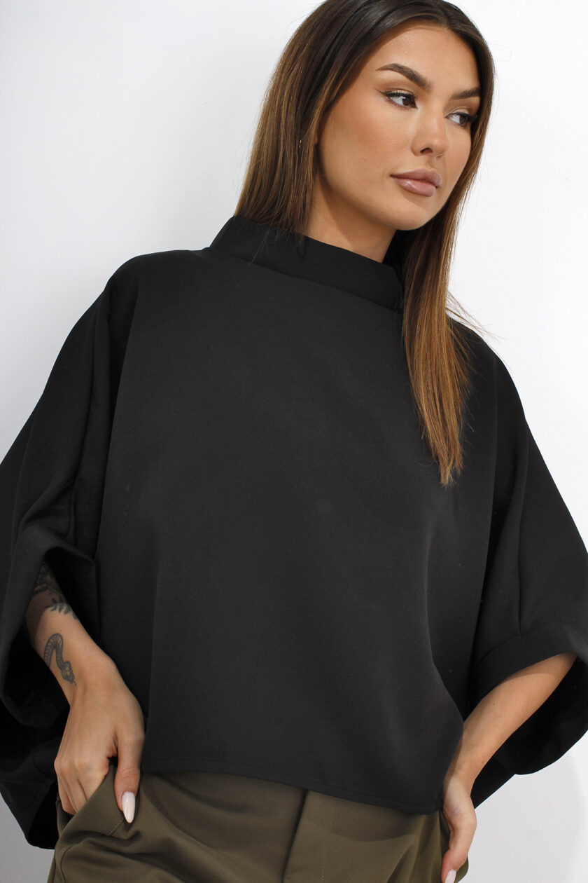 Czarna Bluzka Kimono - obrazek 3