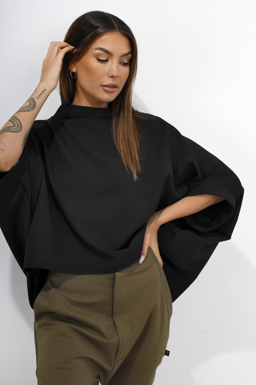 Czarna Bluzka Kimono - obrazek 2